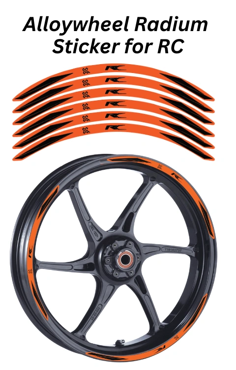 Alloy Wheel Radium Sticker Compatible with RC 125/200/390 | Made In Premium Radium With FPF(Fade Protection Film), Water Proof, Precut Sticker, Pack Of 12